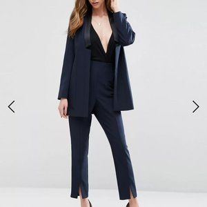 ASOS Longline Tux Suit Jacket and Suit Pants Navy - US 4